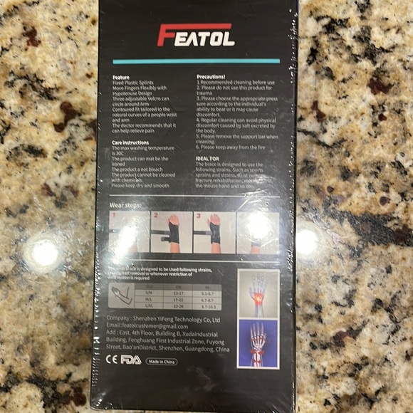 Featol Adjustable Left  Wrist Support Brace Black Size M/L - Picture 2 of 2